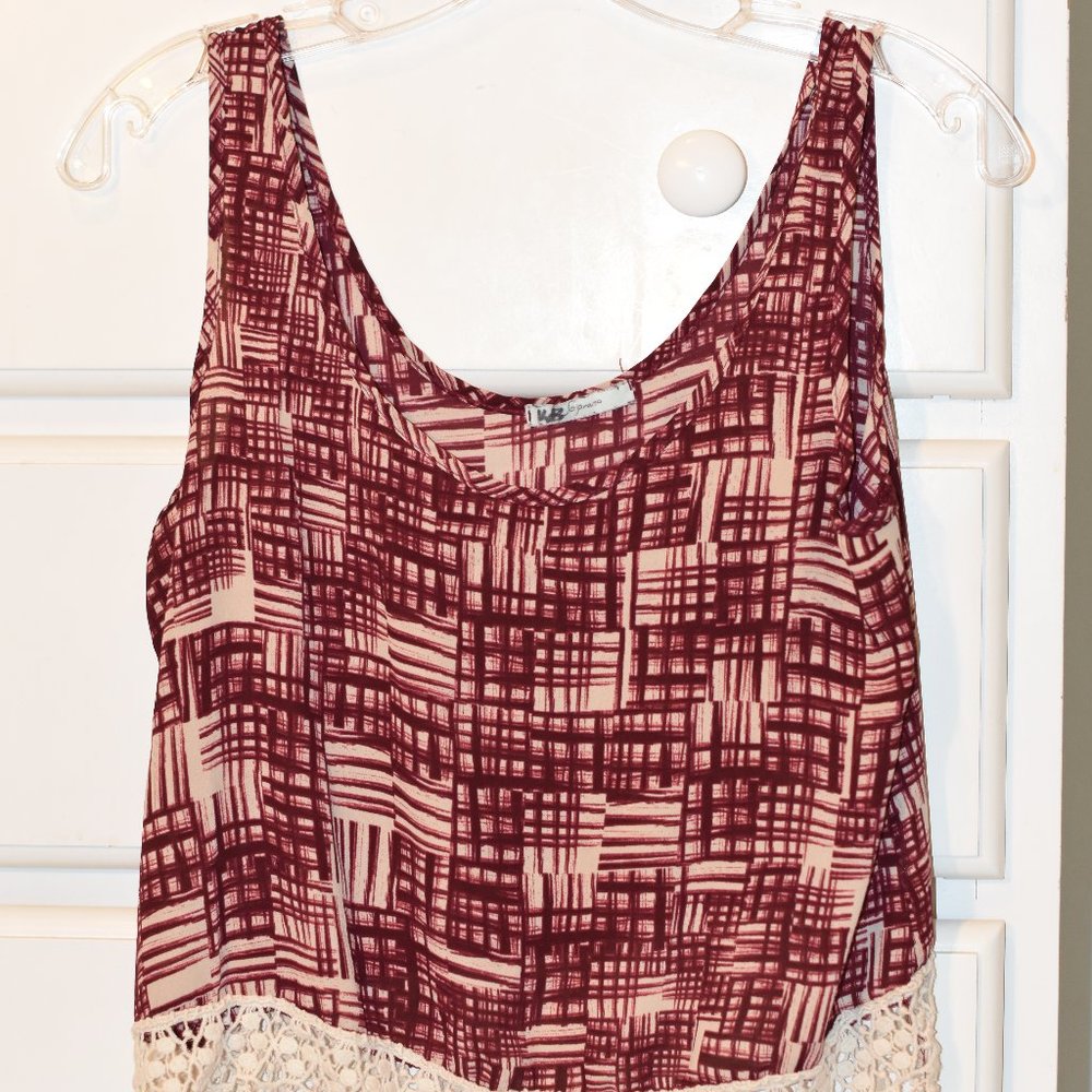 Maroon and Lace Flowy Tank Top